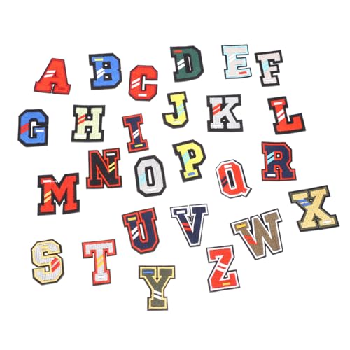 TEHAUX 26 Stück Brief Stoff Dekorative Buchstabenaufnäher Gestickte Applikationen Mit Buchstaben Aufnäher Für Kinderkleidung Stickereiflecken Für Briefe Stickgarn von TEHAUX