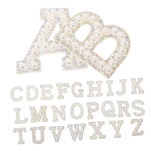 TEHAUX 26 Stück Buchstaben Heißdiamant Aufkleber Zit Strass Buchstaben Strass Kleidung Buchstabenreparatur Bestickter Patch Glitzer Buchstaben Klebeband Buchstaben Hut Patches von TEHAUX