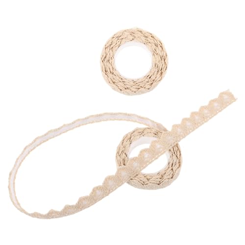 TEHAUX 2Pcs Klebeband Spitzenbesatz Pastell Schleife funkeln befestigungsband journaling sticker Scrapbook tape klebestring kletband Scrapbooking-Handwerk klebriges Handwerk Beige von TEHAUX