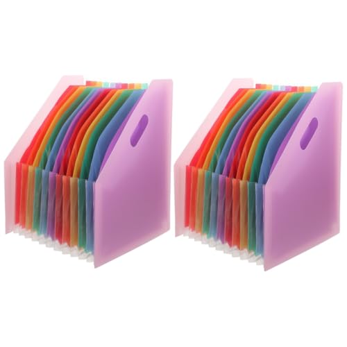 TEHAUX 2St Ordner Organpaket Desktop-Brief-Organizer tragbar Veranstalter Tür aufbewahrungsdose storage boxes bücherregal Datei Akkordeon Organizer kleine Akkordeonmappe Plastik Colorful von TEHAUX