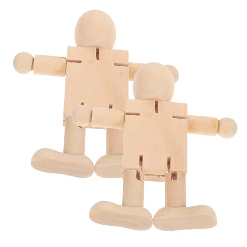 TEHAUX 2Stücke Holzpuppen Desktop Dekoration Für Kinderzimmer DIY Holzfiguren Als Home Ornament Gelenkige Gestalten von TEHAUX