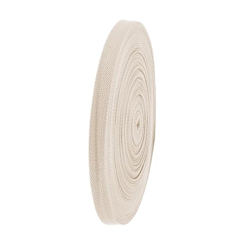 TEHAUX 2cm Baumwollband Schrägband Zum Nähen Schürzen Für Frauen Leinen Einfaches Gurtband Köperband Deckel Tasche Zusammenklappbar Paillette Kleidung Schürzenband Gürtel Beige Baumwolle von TEHAUX