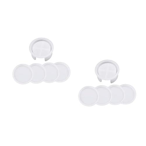 TEHAUX 2sets Untersetzer Silikonform Silikonplattenform Untersetzerformen Für Epoxidharz Schalenform Aus Silikon Untersetzer Harzformen Silikon Runde Silikonformen Weiß Kieselgel 5pcs*2 von TEHAUX