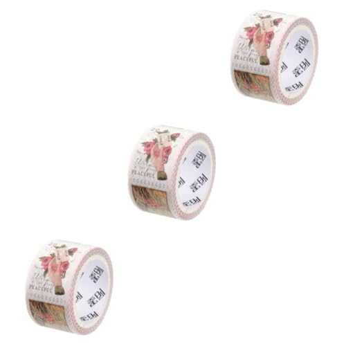 TEHAUX 3 Rollen Briefmarken Und Washi Tape Süße Briefmarken Japanisches Stempelbandaufkleber Wasserdichtes Dichtungsband Washi Tape Zum Aufzeichnen Fotoalbumband Diy-handwerk Papier von TEHAUX