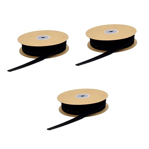 TEHAUX 3 Rollen Geschenkverpackungsband Diy-bänder Goldenes Satinband Luxusband Hochzeitsdekoration Diy Weiche Plüschbänder Geschenkbänder Feiertagsband Goldener Spitzenbesatz Black von TEHAUX