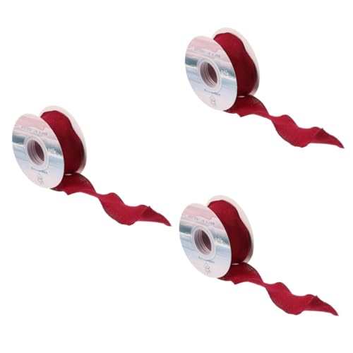 TEHAUX 3 Rollen Rüschenband aus Spitze elastischer Spitzenbesatz Spitzenapplikationen Verzierungen ribbon bandfeile Spitzenbesatz selber machen Kleidung zum Selbermachen Polyester rot von TEHAUX