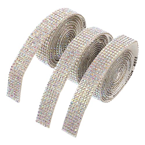 TEHAUX 3 Rollen Selbstklebende Strassbänder Für DIY Bastelarbeiten Bling Strassrollen Verschiedenen Farben Ideal Für Schleifen Geschenkverpackungen Und Weihnachtsdekoration von TEHAUX