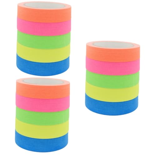 TEHAUX 3 Sätze Fluoreszierendes Klebeband Farbiges Klebeband Zierband Selbstklebend Wall Art Tape Film Tape Rosa Klebeband Abdeckband Baumwollband Im Dunkeln Leuchten Band 5 Rollen * 3 von TEHAUX