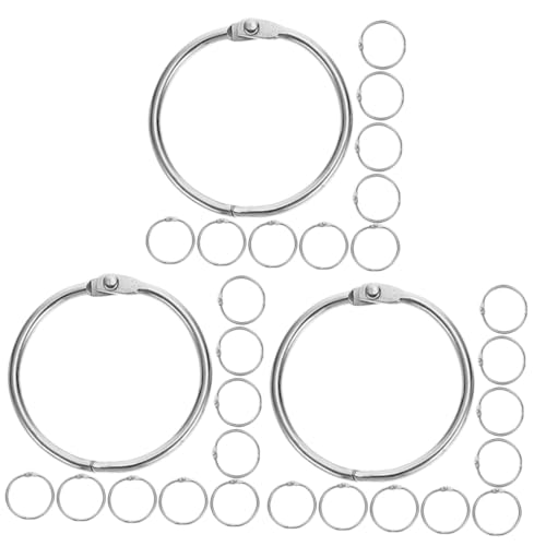 TEHAUX 3 Sätze Ringbuch-ring Verschluss Schlüsselringe Lose Blattringe Aufklappbare Ringe Aktivitätsringe Ringbinder Schlüsselbund Schlüsselring-clips Ringmappe Metall Silver 20 Stück * 3 von TEHAUX