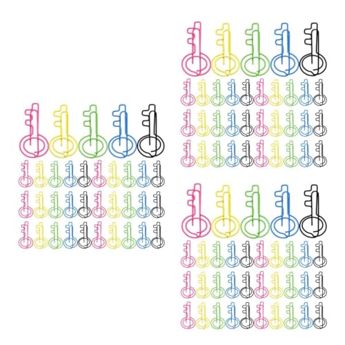 TEHAUX 3 Sätze Schlüssel-büroklammer Aufkleber Schnallenclip-dekoration Zubehör Für Befestigungsclips Kabelstecker Bürodekor Planer-clips Schlüsselförmige Büroklammern Metall 50 Stück * 3 von TEHAUX