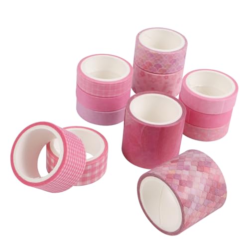 TEHAUX 3 Sätze Washi-tape Farbiges Klebeband Scrapbooking Washi Klebeband Scrapbooking-aufkleber Tagebuch Klebeband Bling Dekor Washi Tape Abkleben Alte Aufkleber Rosa Papier 12 Stück * 3 von TEHAUX