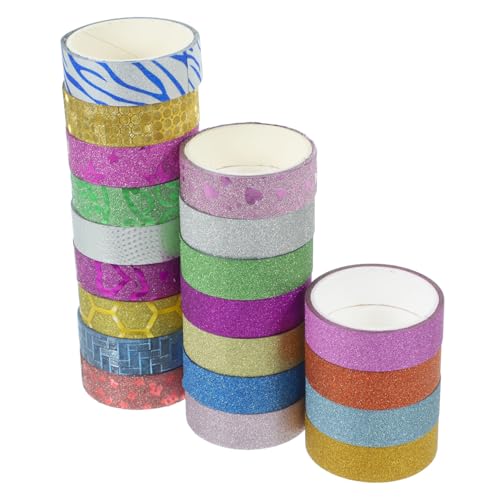 TEHAUX 30 Stück DIY Washi Tape Set Bunte Glitzernde Klebebänder Zufälligen Designs Ideal Für Scrapbooking Handwerk Geschenkverpackungen Und Kreative Projekte Selbstklebend Und von TEHAUX