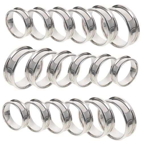 TEHAUX 36 Stk Geriffelter Ring Bandring Silberne Glatte Ringe Coole Ringe Glatter Runder Ring Ringrohlinge Fingerdekor Handschmuck Schlichter Fingerring Aura-ring Rostfreier Stahl Silver von TEHAUX