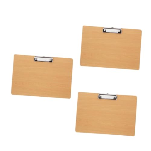 TEHAUX 3St Schreibblock-Clip Clipboard-Clips Klemmbretter aus Holz Zwischenablagen Masse Küchenklemmbrett Zwischenablage öffnen Zwischenablageordner Bau-Zwischenablage Malbrett MDF Khaki von TEHAUX