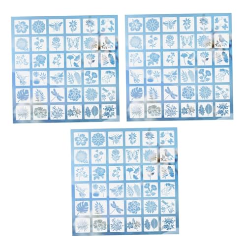 TEHAUX 3sets Malvorlage Mandala-schablonen Zum Malen Schablone Mit Muschelrand Kalligraphie-schablonen-set Stoffmarker Blumenschablonen Zum Malen Vogel Schablonen Das Haustier 36pcs*3 von TEHAUX