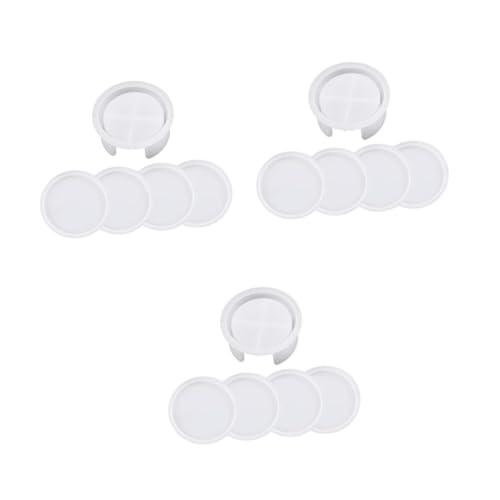 TEHAUX 3sets Untersetzer Silikonform Untersetzer Aus Harzformen Untersetzerformen Für Harzguss Schalenformen Für Epoxidharz Runde Untersetzerform Silikonplattenform Kieselgel Weiß 5pcs*3 von TEHAUX