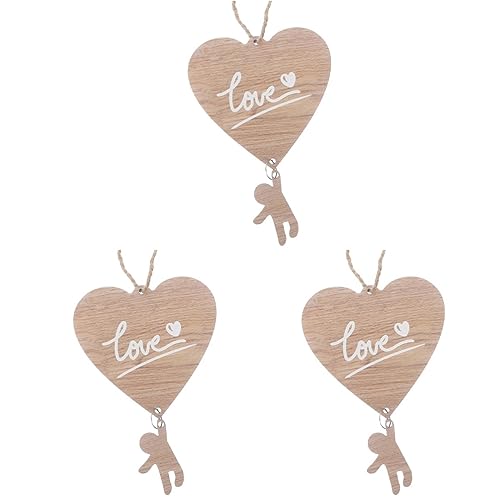 TEHAUX 3st Holzschild Zum Valentinstag Türbehang-ornament Außendekoration Herzplakette Zum Valentinstag Hausdekorationen Für Zu Hause Valentinstag Ornament Wandschild in Herzform Hölzern von TEHAUX