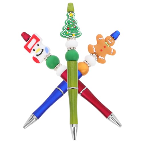 TEHAUX 3st Weihnachtskugelschreiber Schneemänner-kugelschreiber Halloween-perlenstifte Weihnachtsbäume Perlenstift Weihnachtsperlenstifte Perlenstifte-kit Weihnachtsgeschenke Plastik von TEHAUX