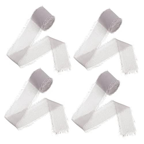 TEHAUX 4 Rollen Dekorative Krawatte Aus Chiffon Teller Blumensträuße Perlen Und Brautparty Dekoration Braut- Hochzeitsband Hochzeiten Bänder Zeichen Diy Liefert Dark Grey Polyester von TEHAUX