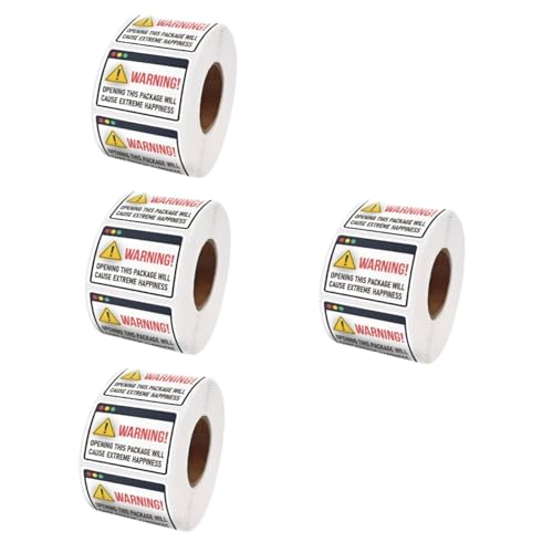 TEHAUX 4 Rollen Paket-glücksaufkleber Selbstklebende Etikettenaufkleber Verpackungsaufkleber Warnung Vor Extremen Glücksaufklebern Aufkleber Für Extremes Glück Warnaufkleber Umschläge von TEHAUX