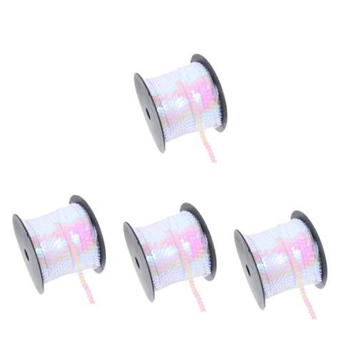 TEHAUX 4 Rollen sewing accessories glitter basteln Glitzerstoff Pailletten-Spitzenbesatz Pailletten von Hand nähen DIY-Dekore Pailletten für die Taschenherstellung DIY & Handwerk PVC Weiß von TEHAUX