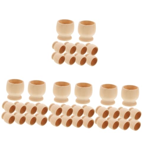 TEHAUX 4 Sätze Eierschale Aus Holz Ostereierhalter Ostereier Bemalen Ostereier Basteln Ostereierständer Ostereier Diy Eierbecherhalter Aus Holz Eieraufbewahrungsbecher Beige 10 Stück * 4 von TEHAUX