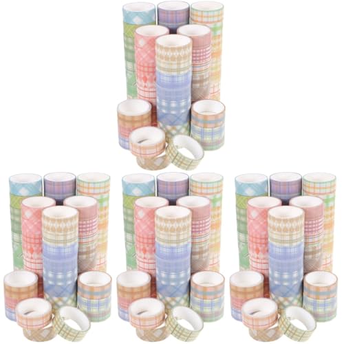 TEHAUX 4 Sätze Kariertes Washi Tape Klebeband Für Scrapbooking Abdeckband Zum Lackieren The Washi Tape Bastelmaterial Washi-tape-ästhetik Dekorative Klebebänder Selber Machen 60 Rollen*4 von TEHAUX