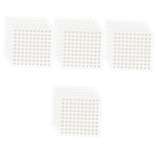 TEHAUX 4 Sätze Perlenaufkleber Beads for Jewellery Klebeperlen Perlenapplikation Nagelkunstaufkleber Nagelkunstperlen Perlendekoration Perlen Aufkleben Künstliche Perle Weiß 4 Blatt * 4 von TEHAUX