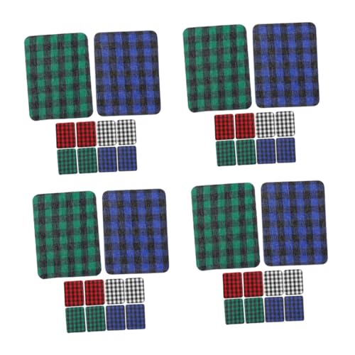 TEHAUX 4 Sätze Plaid Patch Jeansflicken Für Zerrissene Jeans Kariertes Geschenkpapier Büffelkaro Tischsets Schwarz Kariertes Snoeflake Tischset Tischset Patches Für 12 Stück * 4 von TEHAUX