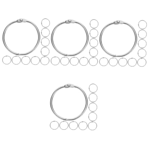 TEHAUX 4 Sätze Ringbuch-ring Schlüsselhaken Ringe Schlüsselketten Verschluss Schlüsselband Ringbinder Paper Rings Metallring Metall Ring Ringclips Ringmappe Bindering Silver 20 Stück * 4 von TEHAUX