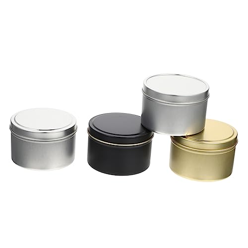 TEHAUX 4 Sätze Runde Duftdose Vorratsbehälter Aufbewahrungsbehälter Saftkanne Storage Boxes Litle Things Brenner Flackern Kerzen Weißblech-aromatherapie-glas Kerze Leere Dose 4 Stück * 4 von TEHAUX