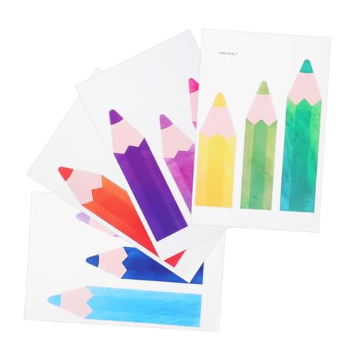 TEHAUX 4 Stück Bunte Bleistift Wandaufkleber Für Klassenzimmer Spielzimmer Und Kindergarten Selbstklebende Aquarell Bleistift Aufkleber Für Schulanfangsdekorationen von TEHAUX