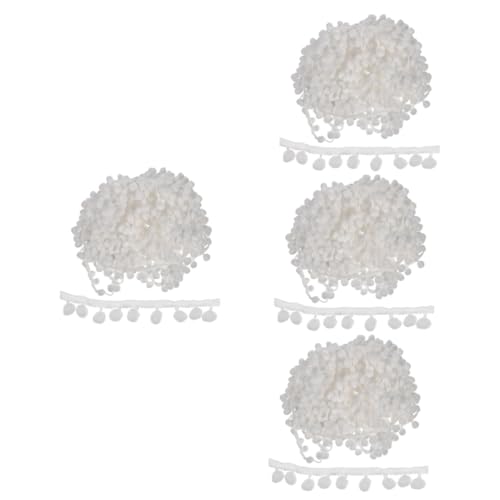 TEHAUX 4 Stück Vorhang Dekoration Bommelband Hochzeitsstuhldekorationen Bommelborte Zum Nähen Diy Plüsch Ball Trim Pom Pom Fransenbesatz Schleife Selber Machen Gardinenband Acrylgarn Weiß von TEHAUX