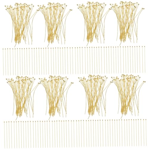TEHAUX 400 Stk Kugel Nadel Runder Spitzenstift Perleneinfädler-kugelstifte Ohrring-kopfstift Perlenkopfstifte Für Diy Kugelstifte Zur Herstellung Von Ohrringen Handschmuck Metall Golden von TEHAUX