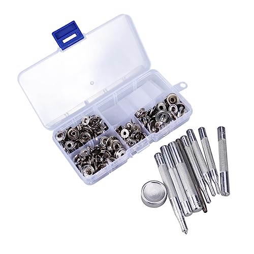 TEHAUX 40er Set Druckknöpfe Snaps Mit Montagetools Silberweiß Druckknöpfe Für Kleidung Nähfreie Anwendung Press Studs Snap Fasteners Zum Basteln Und Reparieren von TEHAUX