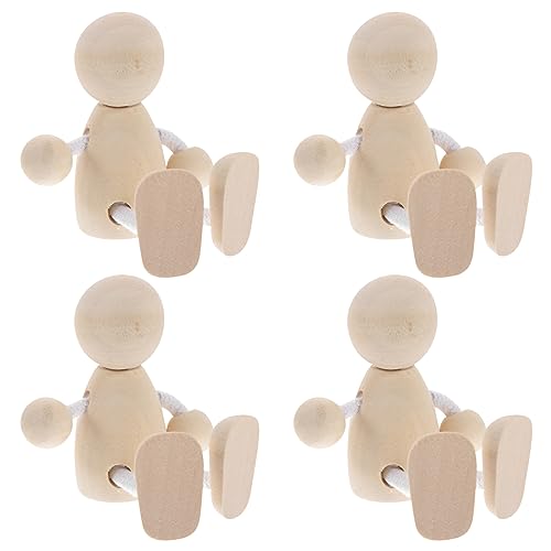 TEHAUX 4pcs Unbemalten Holzstifte Kinder DIY Hölzerne Pegpuppen DIY Hölzerne Graffiti Duckenspielzeug von TEHAUX