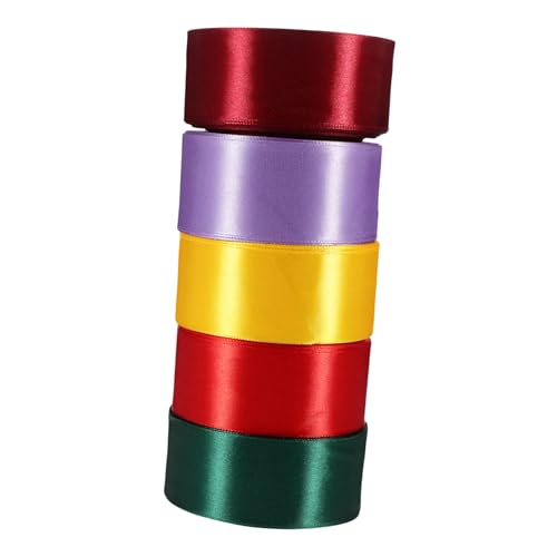 TEHAUX 5 Rollen 4 Cm Breites Satinband Blumenstraußband Einladungsdekorationsband Kranz Bastelband Satinband Breit Weihnachtsverpackungsband Festival-hochzeitsband Banddekor Polyester von TEHAUX