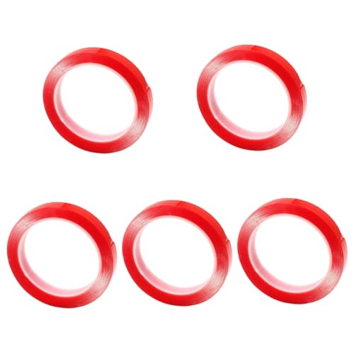 TEHAUX 5 Rollen Bürokratie 15mm Breite r25b Klebeband Kabel breites Paketband double sided tape doppelseitige klebebänder Aufkleber für den täglichen Gebrauch breites Band Acrylsäure rot von TEHAUX