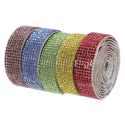 TEHAUX 5 Rollen Crystal Hot Diamond Diamant Gürtelbänder Zum Basteln Von Kleidung Strassstreifen Strassstreifen Selbstklebende Diamant Strasssteine Basteln Strassband Schmelzkleber von TEHAUX