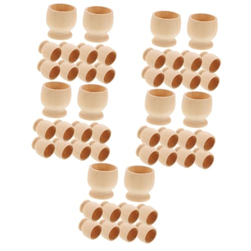 TEHAUX 5 Sätze Eierschale Aus Holz Unfertiger Eierbecher Aus Holz Ostern Diy Handwerk Dekor Eieraufbewahrungsbecher Graffiti-eierbecherhalter Becherförmiger Eierhalter Beige 10 Stück * 5 von TEHAUX