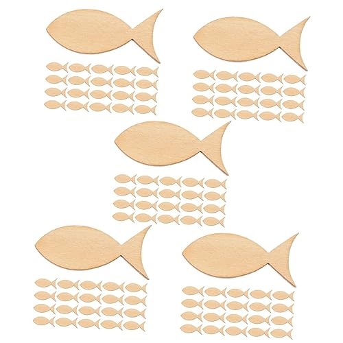 TEHAUX 5 Sätze Holzausschnitt Fisch Mini-spielzeugboote Meeresausschnitte Bastel Materialien Diy-gemäldedekoration Ausschnitte Handwerk Unfertige Holzschilder Holzspäne 200 Stück * 5 von TEHAUX