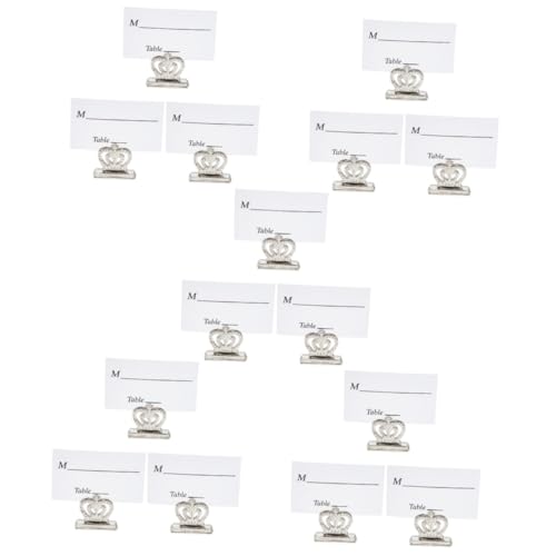 TEHAUX 5 Sätze Kronensitz-clips Tischplatzname Fotohalterständer Fotokarten Rinde Memohalter Hochzeitsdeko Hochzeitsdeco Bildhalter Tischdekoration Für Partys Legierung Silver 3 Stück * 5 von TEHAUX