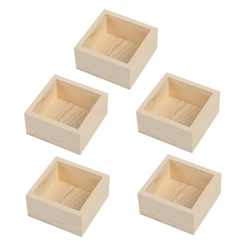 TEHAUX 5 Stück Boxen Holzkiste Blumentopf Aufbewahrungsboxen Aufbewahrungs Caddy Bastel Aufbewahrungsbehälter Unbemalte Holzkisten Holzbehälter Kleine Aufbewahrungsbehälter Holzkisten von TEHAUX