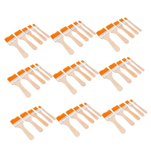 TEHAUX 50 Stück Bürste Machen Pinsel Palette Mini Maschine Nachfüllung akrylfarbe wandgemälde Paint Brushes Painting Brush Paintbrush Holzgriff professionelle Lackierung hölzern Orange von TEHAUX