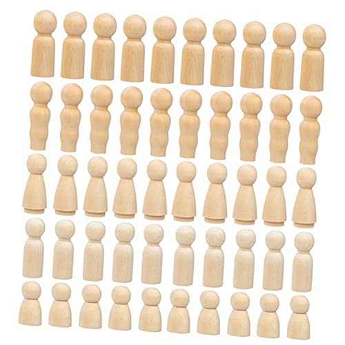 TEHAUX 50 Stück Holzpuppe bemalen Dolly Heringe Peg-Puppenkörper unvollendete Peg-Puppen Nistpuppen Blanko-Peg-Puppen spielzeug holzhandwerk selber machen Kinder DIY Holzpuppe Hölzern von TEHAUX