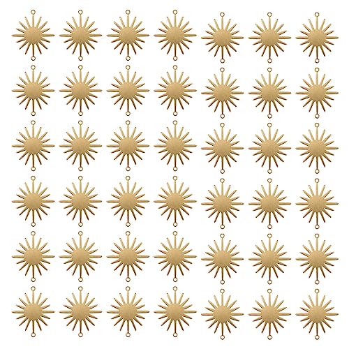 TEHAUX 50 Stück Sonnenblumen-anhänger Sonnenförmige Anschlüsse Sonne Bezaubert Gold Mini-Blumen Verknüpfung Strasssteine ​​zum Basteln Gänseblümchen-flatback Himmlisch Legierung Korn von TEHAUX