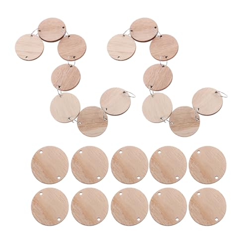 TEHAUX 50Pcs Runde Holzscheiben Holzringescheiben Mit Löchern Und Ringklammern Hängende Kalender -Tags Ornamente Plaque Board Für Die Heimdekoration von TEHAUX