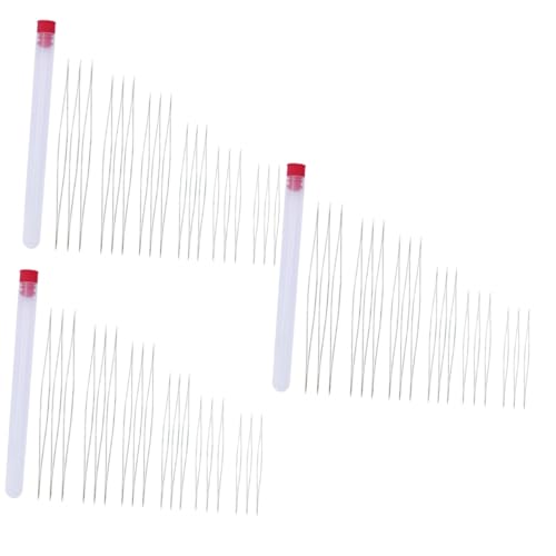 TEHAUX 54 Stk Perlennadeln große Sticknadeln aus Stahl Perleneinfädler für Schmuck Aufbewahrungsflasche für Nadeln Aufbewahrungsröhrchen für Nadeln Kreuznadeln Vorratsflaschen Nähnadeln von TEHAUX