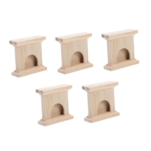 TEHAUX 5St Mini-Massivholzkamin kleines Puppenhaus Badewannenablage Mini-LED Holz Kamin Zubehör Puppenstube Dekoration Kaminzubehör für Puppenstuben Maileg Puppenhausmöbel Beige von TEHAUX