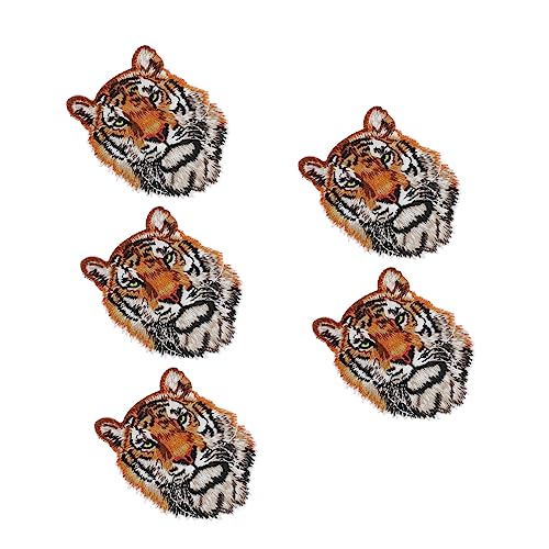 TEHAUX 5St Tigerkopf-Patch bügelbild Dekorative Aufkleber Kleidung Aufnäher Applikationen zum Sticken von Tierköpfen Tiger-Stickerei-Patch Bastelzubehör zum Nähen DIY-Patches Polyester von TEHAUX